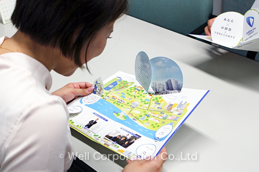 開いた状態のポップアップ会社案内1