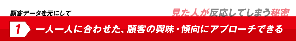 顧客データを元にして一人一人に合わせた顧客の興味にアプローチできる